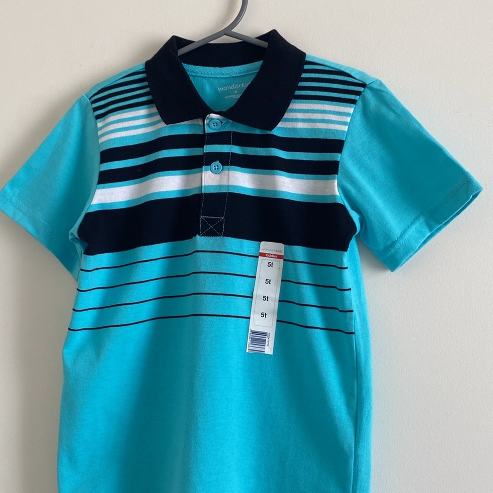 *NWT* Wonderkids Boys Short Sleeve Striped Collared Polo Shirt - Picture 6 of 10